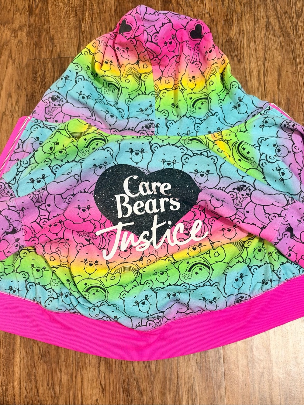 Justice x Care Bears Girls Rainbow Hooded Jacket – Colorful Bear Print